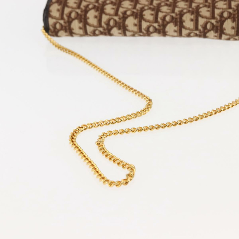 【日本直送】Christian Dior Trotter帆布鏈條單肩包 棕色金色 正品 145878-6