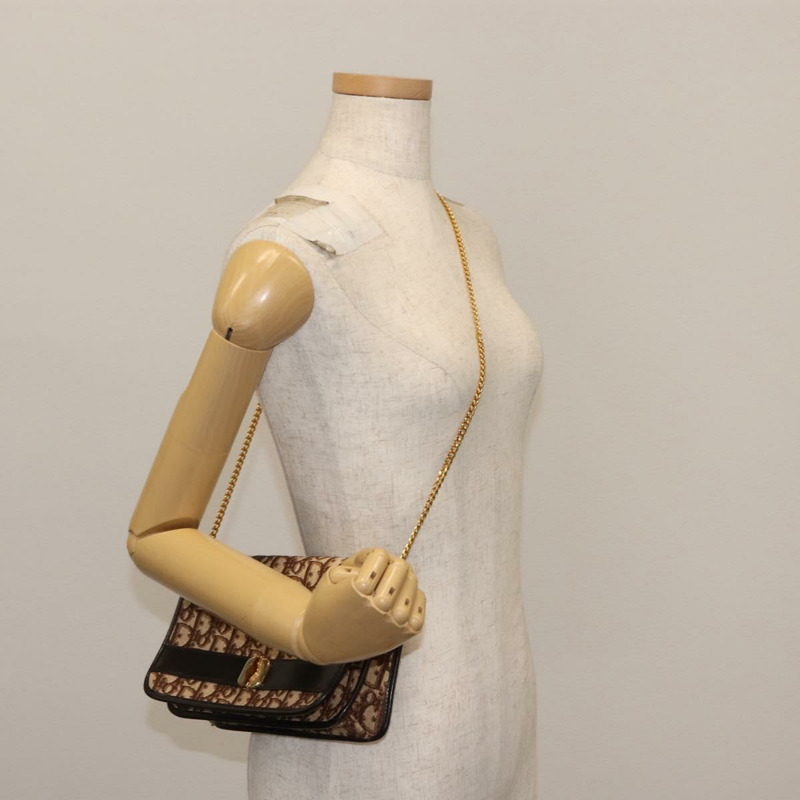 【日本直送】Christian Dior Trotter帆布鏈條單肩包 棕色金色 正品 145878-20