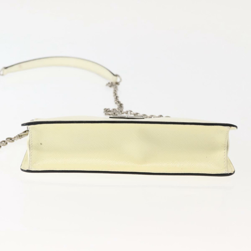 【日本直送】PRADA 鏈條單肩包 Safiano 皮革 白色 銀色 Auth bs29803-4