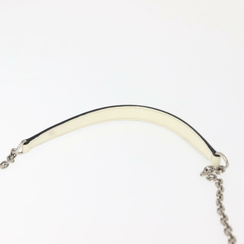 【日本直送】PRADA 鏈條單肩包 Safiano 皮革 白色 銀色 Auth bs29803-7