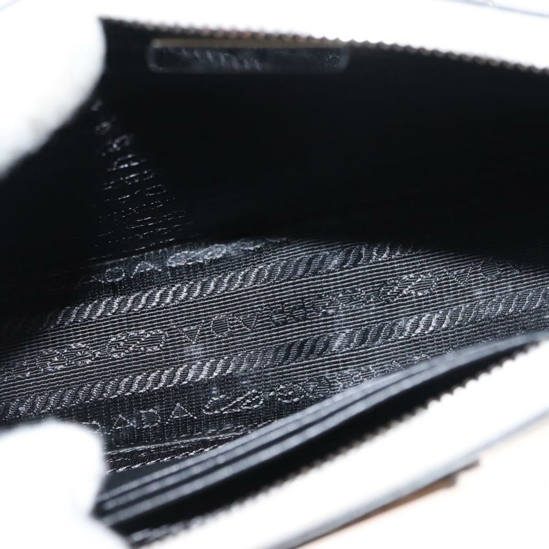 【日本直送】PRADA 鏈條單肩包 Safiano 皮革 白色 銀色 Auth bs29803-10