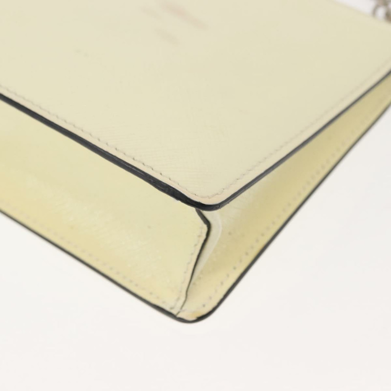 【日本直送】PRADA 鏈條單肩包 Safiano 皮革 白色 銀色 Auth bs29803-13