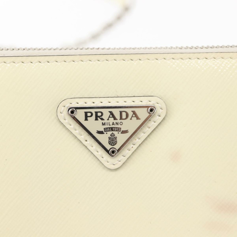 【日本直送】PRADA 鏈條單肩包 Safiano 皮革 白色 銀色 Auth bs29803-16
