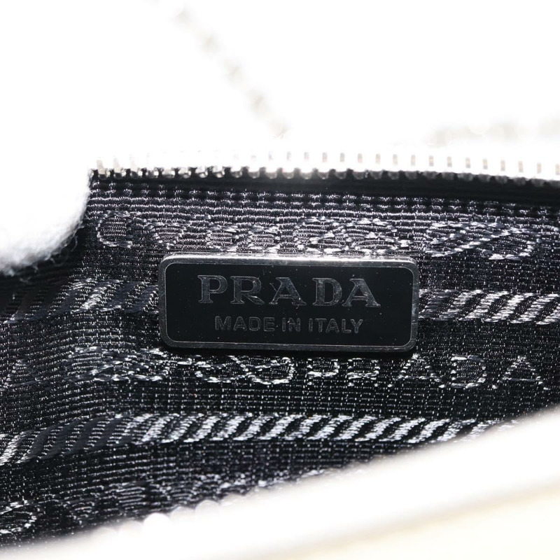 【日本直送】PRADA 鏈條單肩包 Safiano 皮革 白色 銀色 Auth bs29803-17