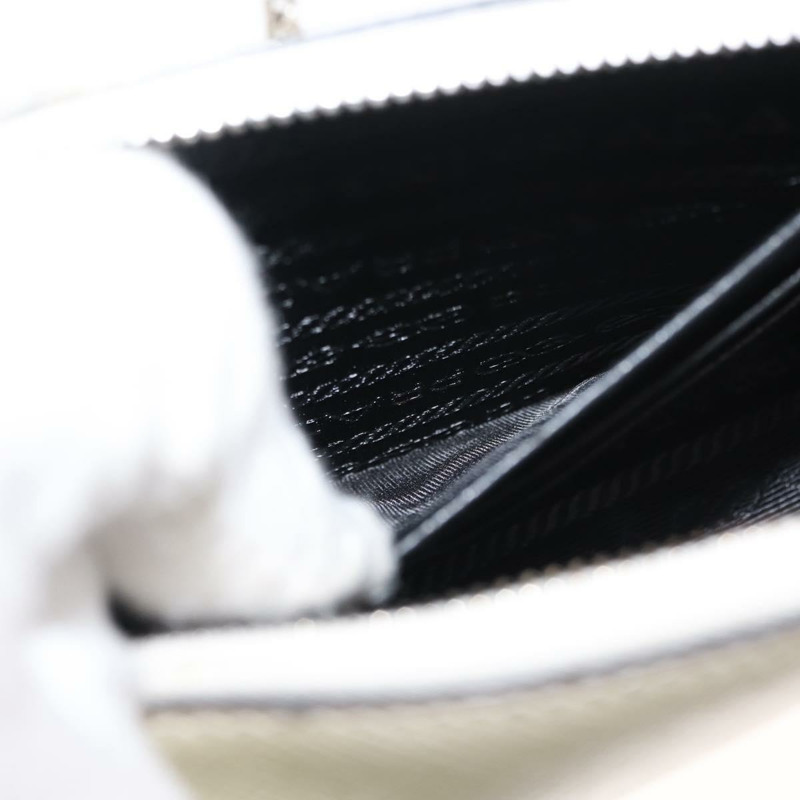 【日本直送】PRADA 鏈條單肩包 Safiano 皮革 白色 銀色 Auth bs29803-20