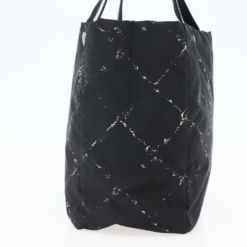 【日本直送】香奈兒旅行系列托特包 尼龍 黑白 CC 標誌 Auth 145777-3