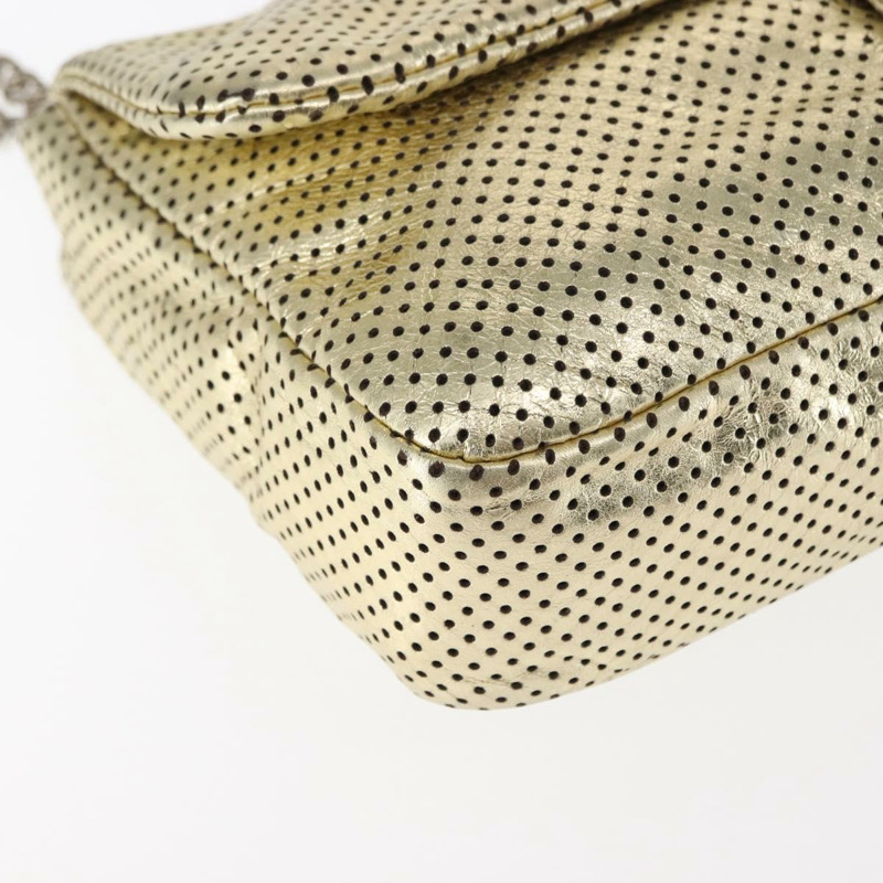 【日本直送】香奈兒鏈條單背包，沖孔皮革，金色雙C標誌，貨號145595-8