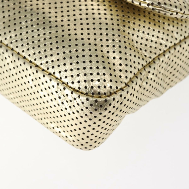 【日本直送】香奈兒鏈條單背包，沖孔皮革，金色雙C標誌，貨號145595-13