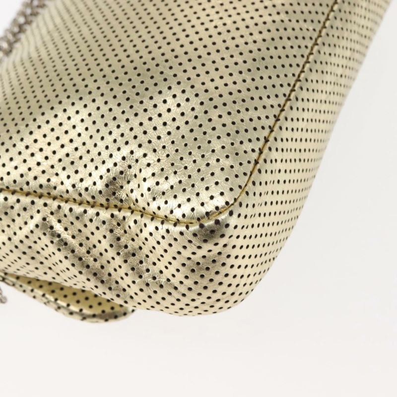 【日本直送】香奈兒鏈條單背包，沖孔皮革，金色雙C標誌，貨號145595-14