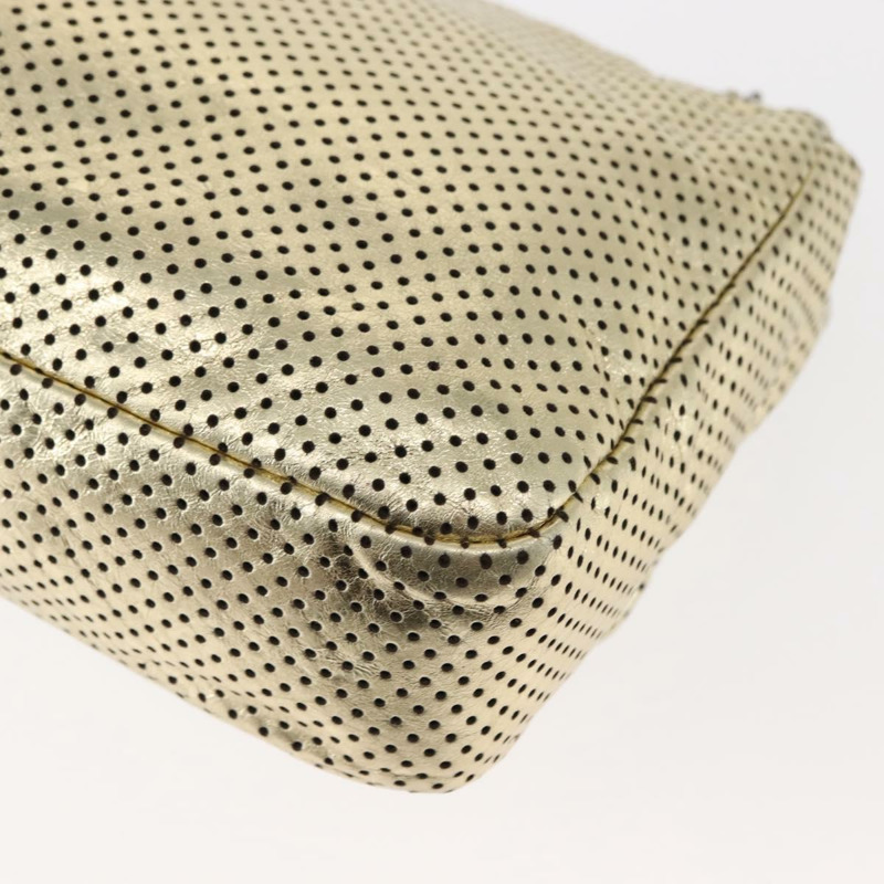 【日本直送】香奈兒鏈條單背包，沖孔皮革，金色雙C標誌，貨號145595-15