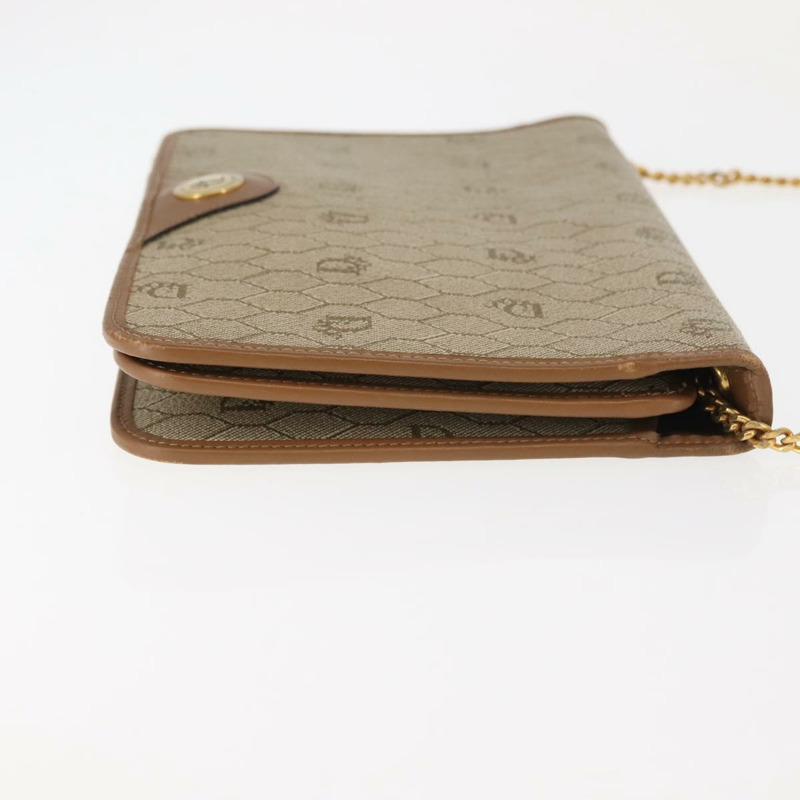 【日本直送】Christian Dior 蜂巢帆布鏈條單肩包 PVC 皮革 米色 正品 sw1596-2