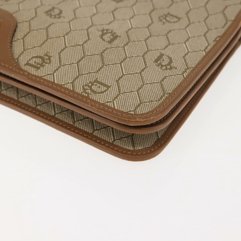 【日本直送】Christian Dior 蜂巢帆布鏈條單肩包 PVC 皮革 米色 正品 sw1596-13