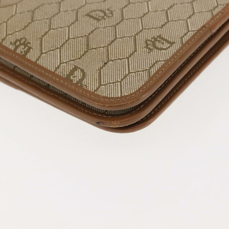 【日本直送】Christian Dior 蜂巢帆布鏈條單肩包 PVC 皮革 米色 正品 sw1596-15