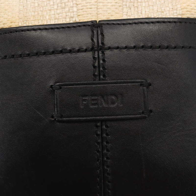 【日本直送】FENDI 胡桃色帆布托特包 帆布皮革 米色 黑色 金色 正品 bs29810-17