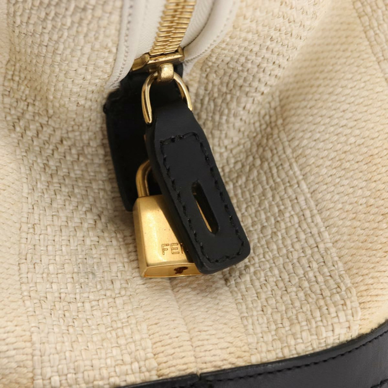 【日本直送】FENDI 胡桃色帆布托特包 帆布皮革 米色 黑色 金色 正品 bs29810-18