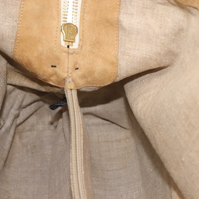 【日本直送】FENDI 胡桃色帆布托特包 帆布皮革 米色 黑色 金色 正品 bs29810-24