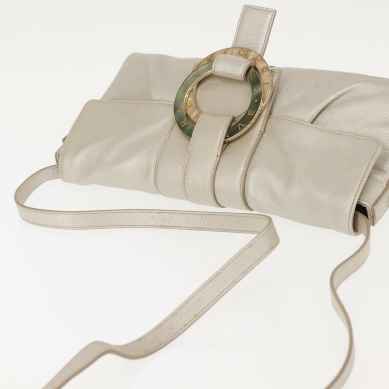 【日本直送】寶格麗 Chandra 單肩包 皮革 銀色 金色 正品 hk3110-5