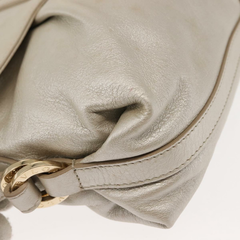 【日本直送】寶格麗 Chandra 單肩包 皮革 銀色 金色 正品 hk3110-7