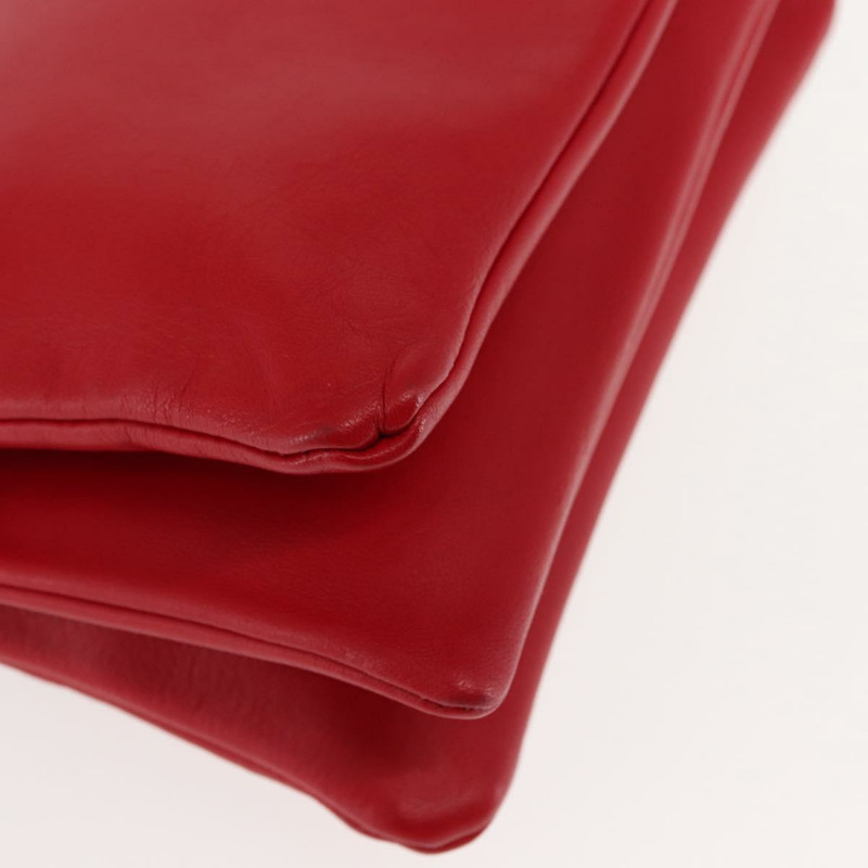 【日本直送】CELINE Trio 大單肩包 皮革 紅色 金色 Auth hk3112-8