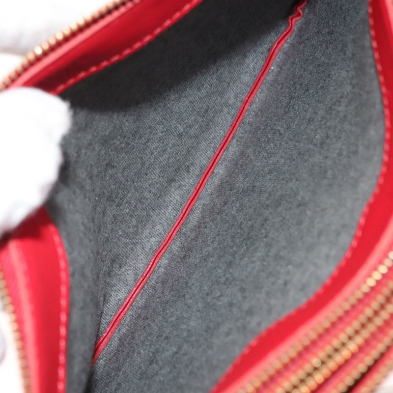 【日本直送】CELINE Trio 大單肩包 皮革 紅色 金色 Auth hk3112-10