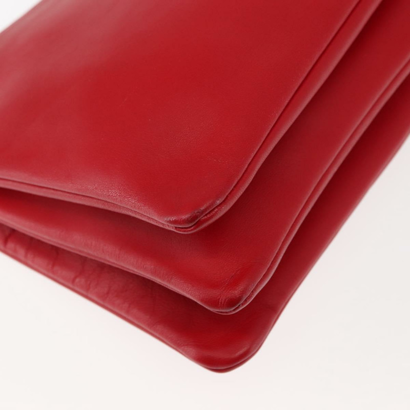 【日本直送】CELINE Trio 大單肩包 皮革 紅色 金色 Auth hk3112-14