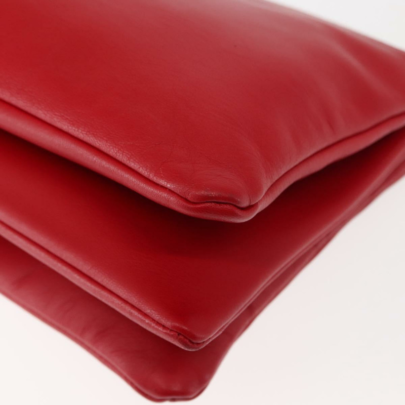 【日本直送】CELINE Trio 大單肩包 皮革 紅色 金色 Auth hk3112-15