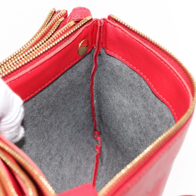 【日本直送】CELINE Trio 大單肩包 皮革 紅色 金色 Auth hk3112-19