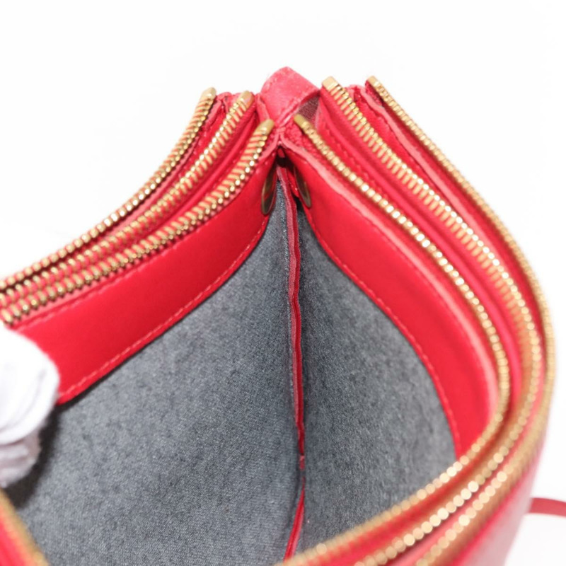 【日本直送】CELINE Trio 大單肩包 皮革 紅色 金色 Auth hk3112-21