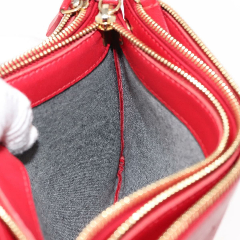 【日本直送】CELINE Trio 大單肩包 皮革 紅色 金色 Auth hk3112-22