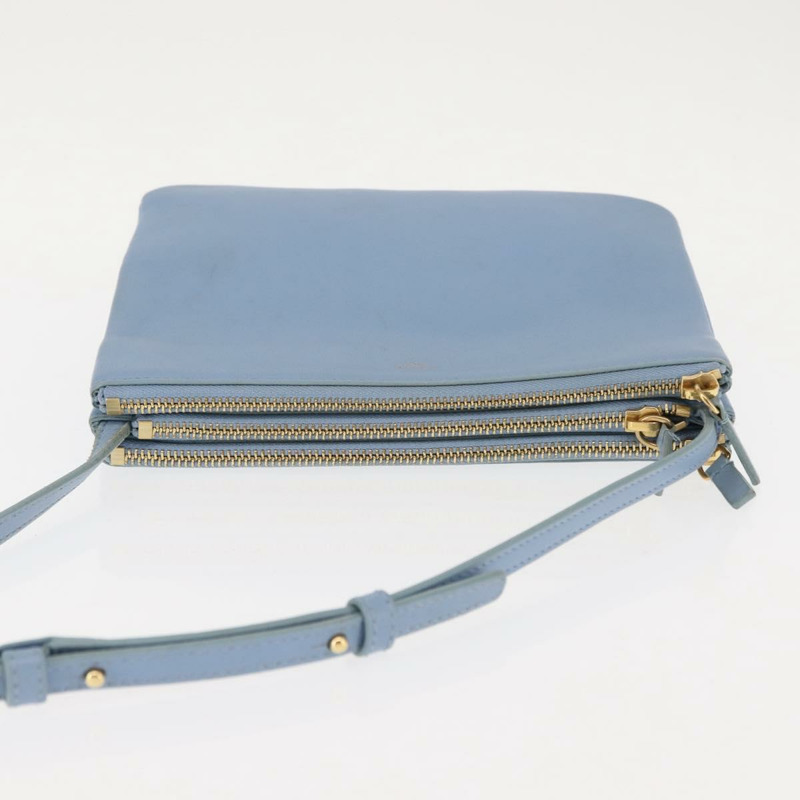 【日本直送】CELINE Trios Mall 肩背包 皮革 藍色 金色 正品 hk3113-5