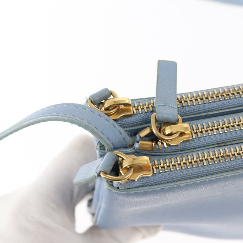 【日本直送】CELINE Trios Mall 肩背包 皮革 藍色 金色 正品 hk3113-9