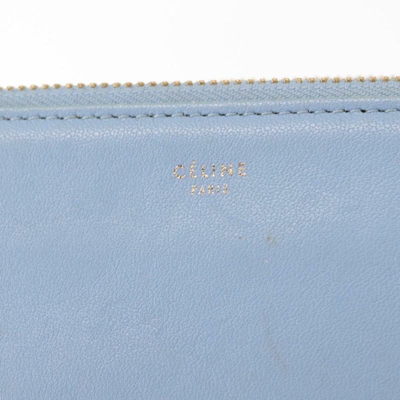 【日本直送】CELINE Trios Mall 肩背包 皮革 藍色 金色 正品 hk3113-16