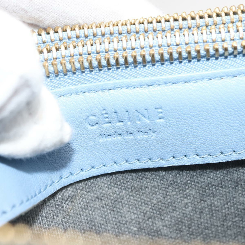 【日本直送】CELINE Trios Mall 肩背包 皮革 藍色 金色 正品 hk3113-17