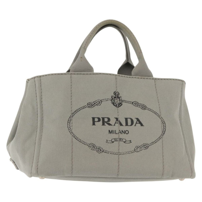 【日本直送】PRADA Canapa MM 手袋 帆布 灰色 銀色 正品 hk3116-0