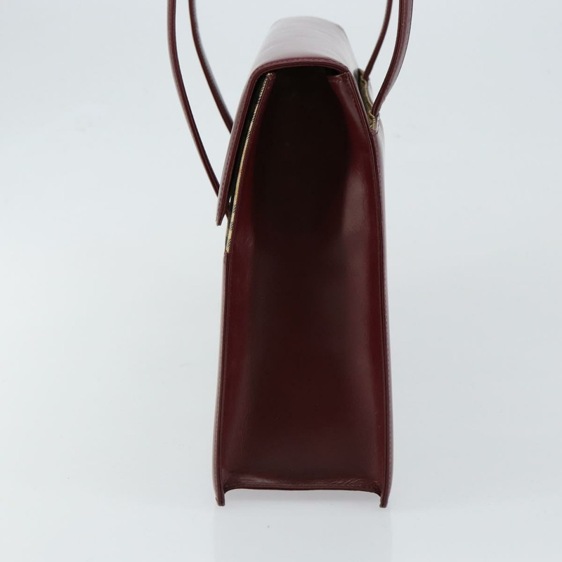 【日本直送】BURBERRY Nova 格紋手提包 帆布皮革 波爾多紅 米色 正品 ki6009-3