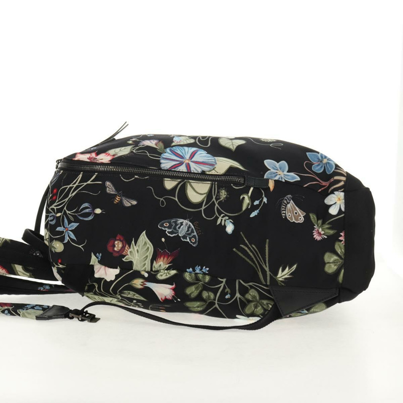 【日本直送】GUCCI 花卉圖案帆布雙肩包 黑色 銀色 353476 正品 bs29799-2