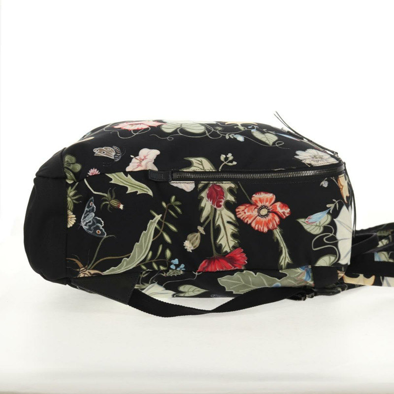 【日本直送】GUCCI 花卉圖案帆布雙肩包 黑色 銀色 353476 正品 bs29799-3