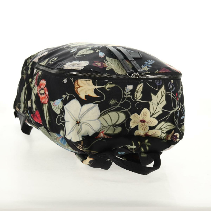 【日本直送】GUCCI 花卉圖案帆布雙肩包 黑色 銀色 353476 正品 bs29799-5