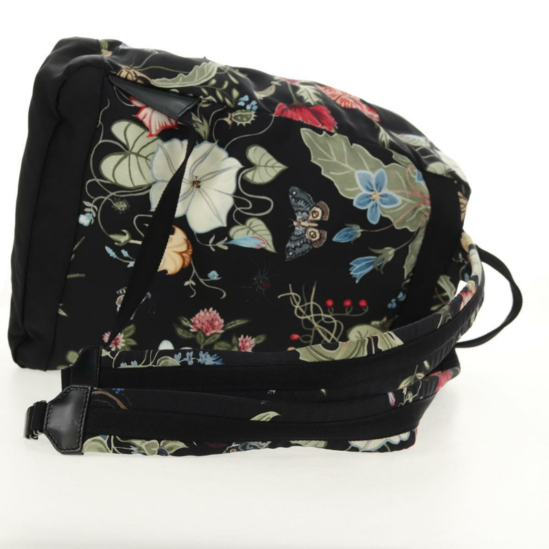 【日本直送】GUCCI 花卉圖案帆布雙肩包 黑色 銀色 353476 正品 bs29799-7