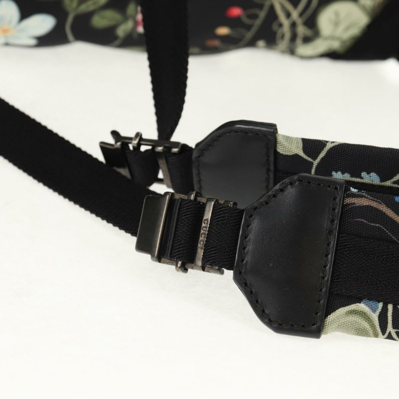 【日本直送】GUCCI 花卉圖案帆布雙肩包 黑色 銀色 353476 正品 bs29799-8