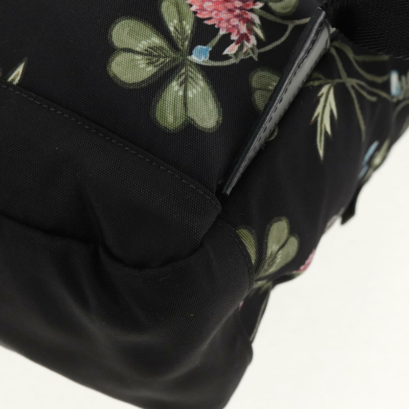 【日本直送】GUCCI 花卉圖案帆布雙肩包 黑色 銀色 353476 正品 bs29799-18