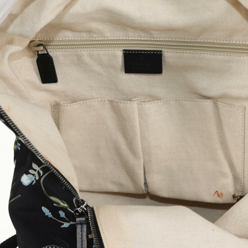 【日本直送】GUCCI 花卉圖案帆布雙肩包 黑色 銀色 353476 正品 bs29799-25