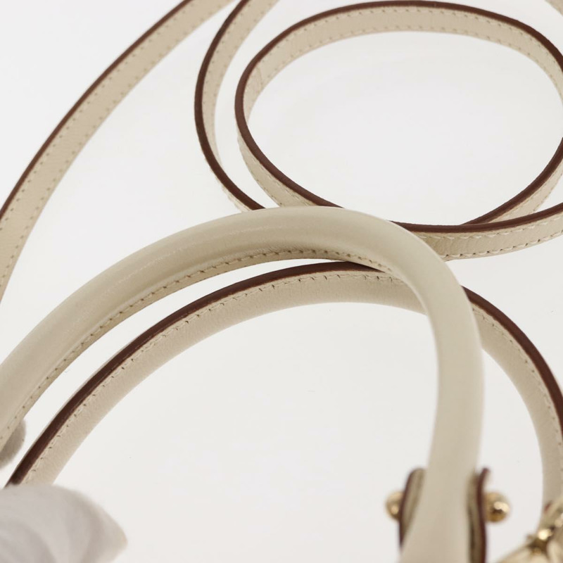 【日本直送】Salvatore Ferragamo Gancini 手提包 皮革 2way 白金 Auth 147238-7