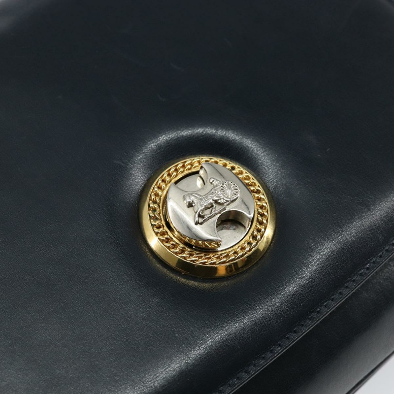 【日本直送】CELINE 馬車圖案單肩包，皮革，海軍藍，正品，貨號 146494-16