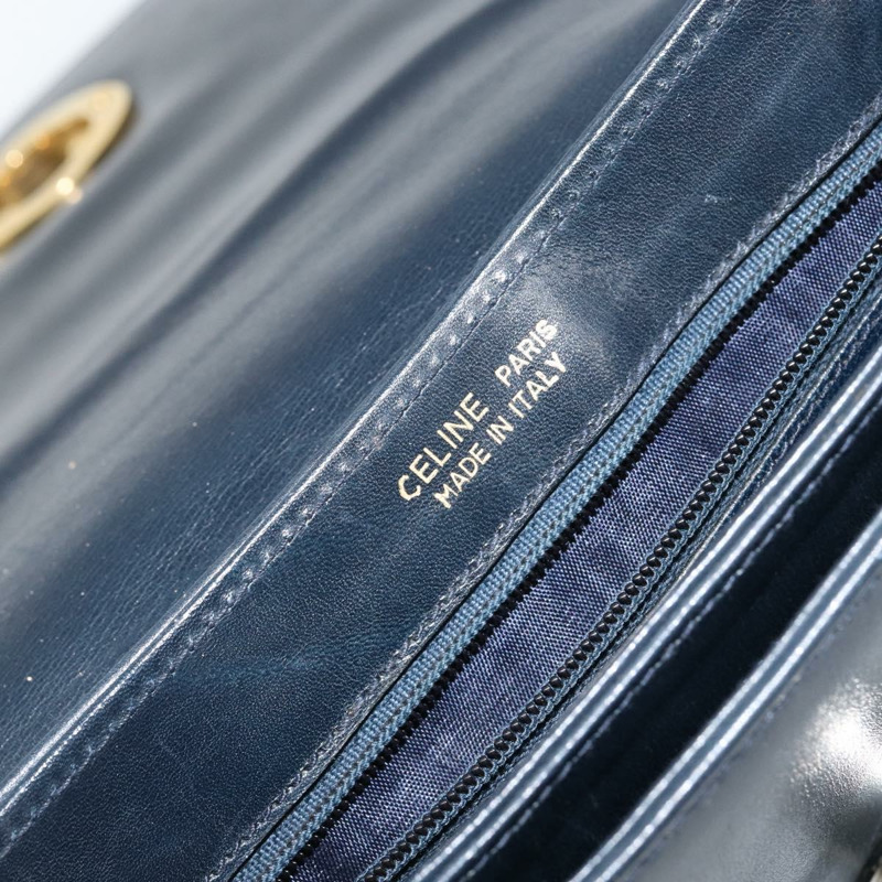 【日本直送】CELINE 馬車圖案單肩包，皮革，海軍藍，正品，貨號 146494-17