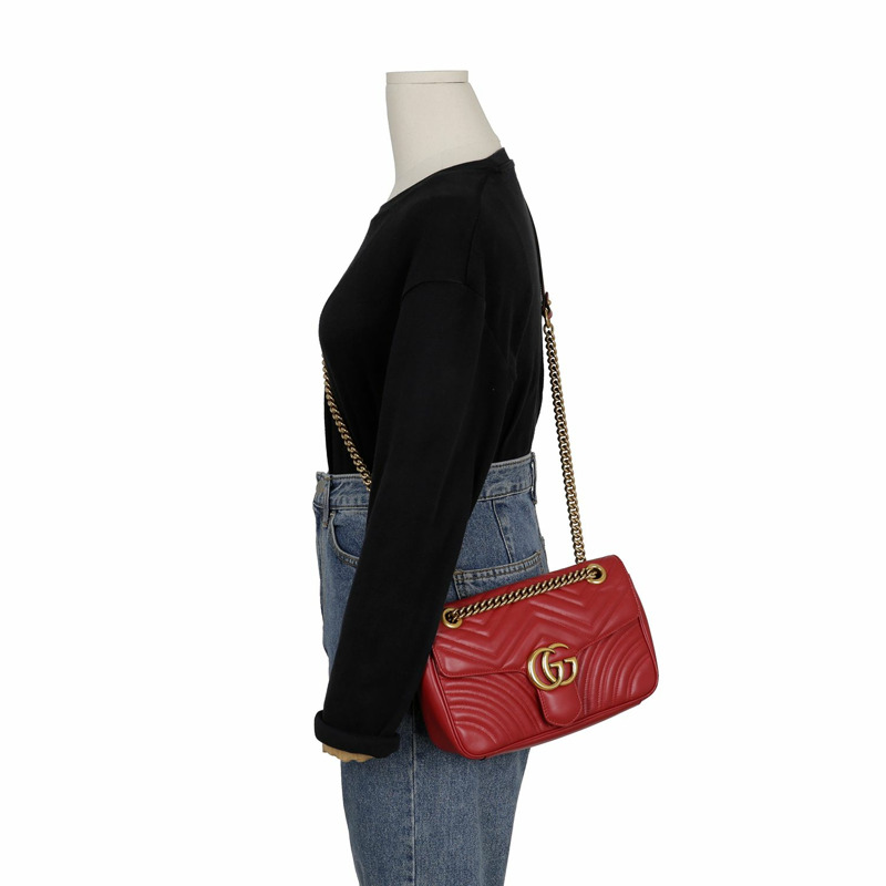 GUCCI GG Marmont 小號鏈條單肩斜背包 443497-19