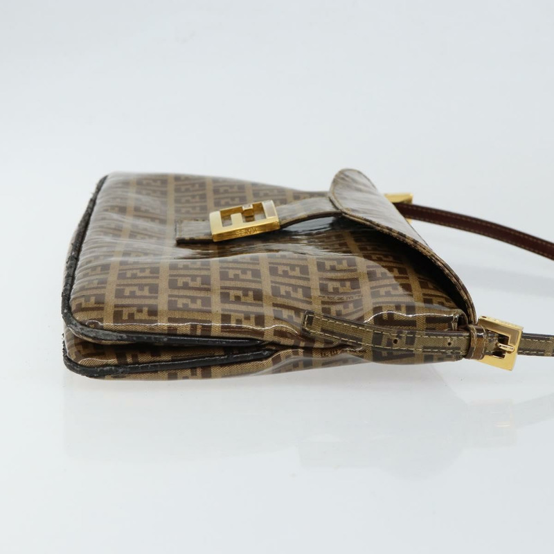 【日本直送】FENDI Zucchino帆布Mamma Baguette單肩包琺瑯米色金色正品 146481-2