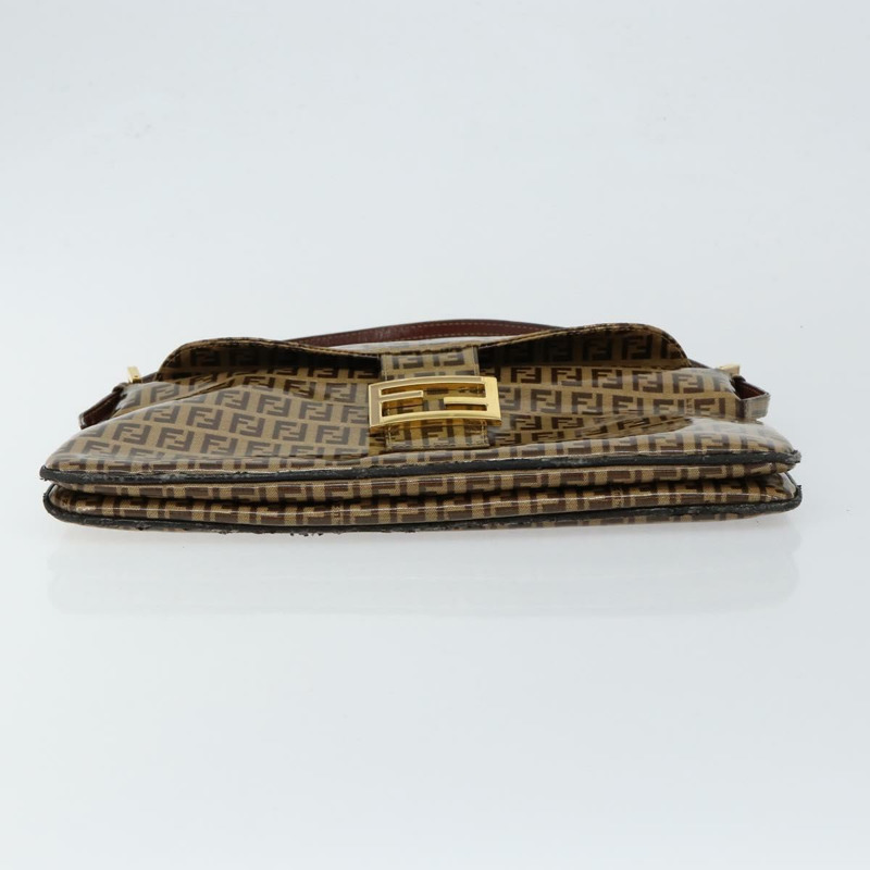 【日本直送】FENDI Zucchino帆布Mamma Baguette單肩包琺瑯米色金色正品 146481-4