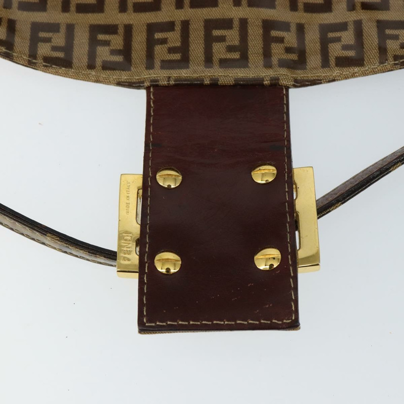 【日本直送】FENDI Zucchino帆布Mamma Baguette單肩包琺瑯米色金色正品 146481-9