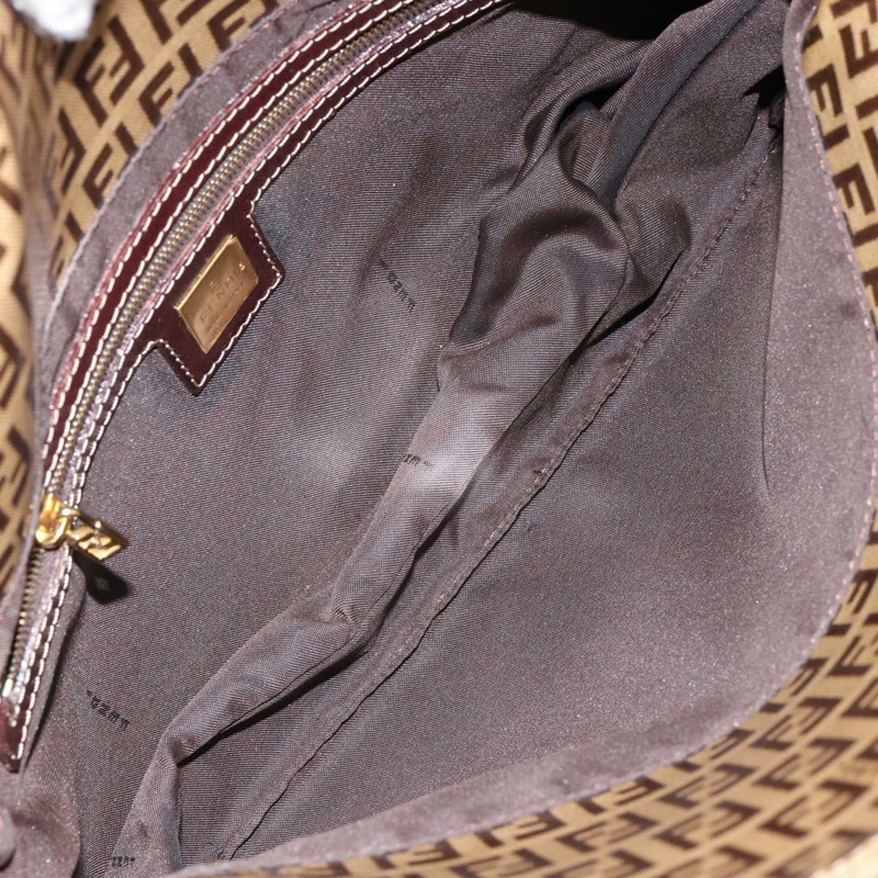 【日本直送】FENDI Zucchino帆布Mamma Baguette單肩包琺瑯米色金色正品 146481-10